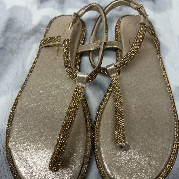 Jessica Simpson Gold Embellished Sandals - Picture 1 of 4